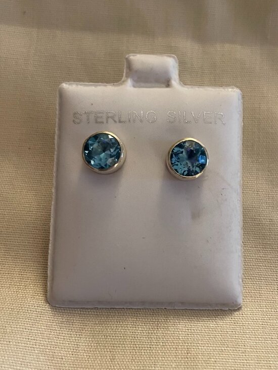 925 Sterling Silver Jewelry - Vintage Sterling Silver Blue Topaz Earrings Retro Marked 925 4 grams Classic